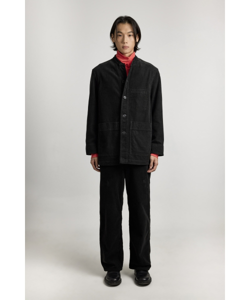 Corduroy Stand Collar Jacket - Black