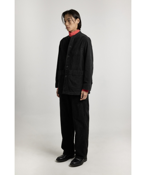 Corduroy Stand Collar Jacket - Black