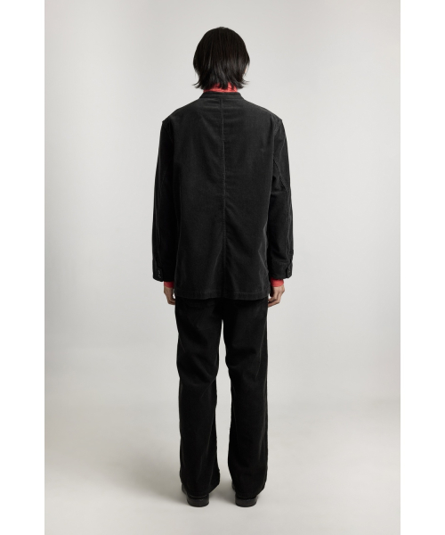 Corduroy Stand Collar Jacket - Black