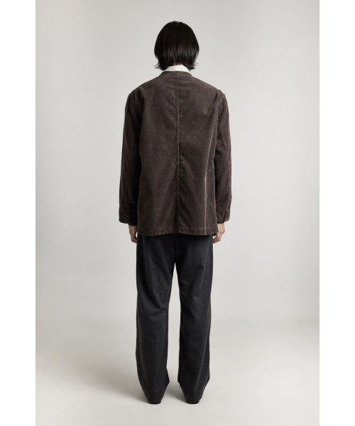 Corduroy Stand Collar Jacket - Dark Brown
