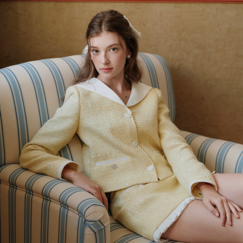Cest_Sequin sailor collar tweed jacket
