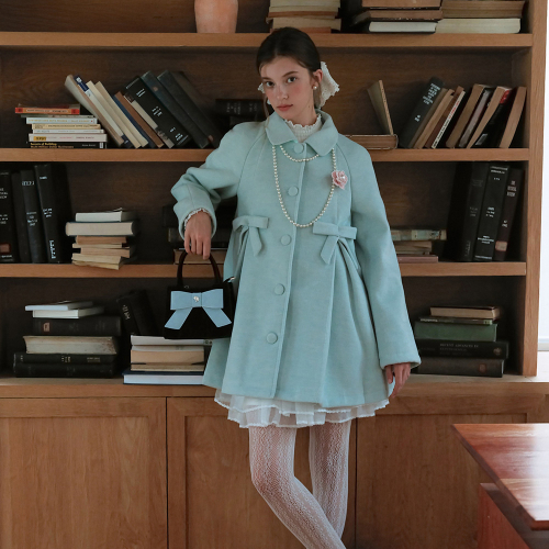 Cest_Ribbon balmacaan half coat