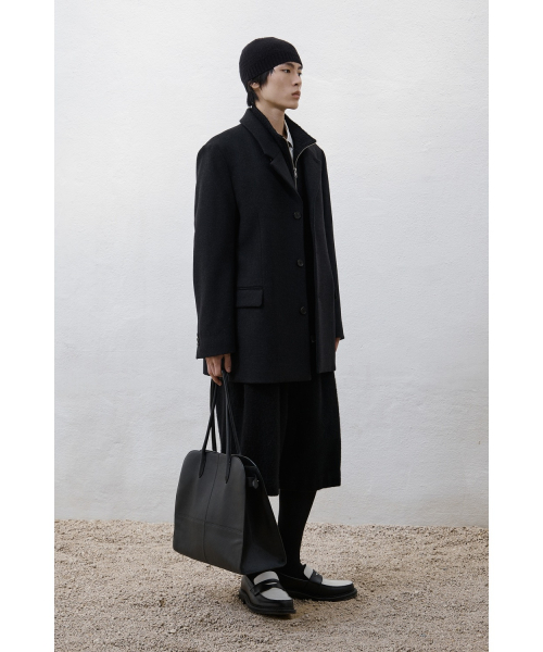 Heavy Wool Half Coat - Charcoal Grey