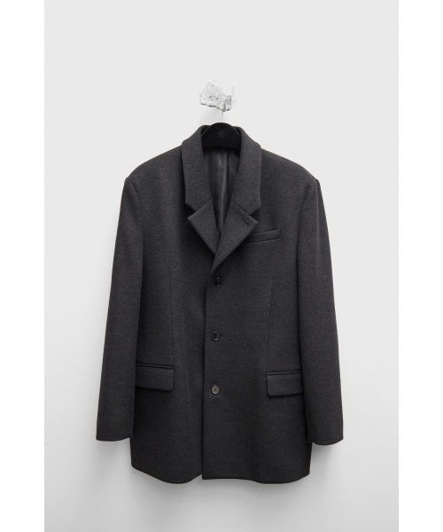 Heavy Wool Half Coat - Charcoal Grey