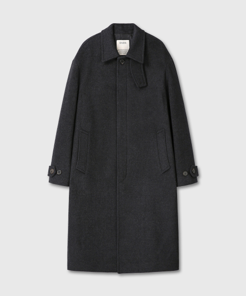 CASHMERE LAMBSWOOL UNIFORM MAC COAT (CHARCOAL)