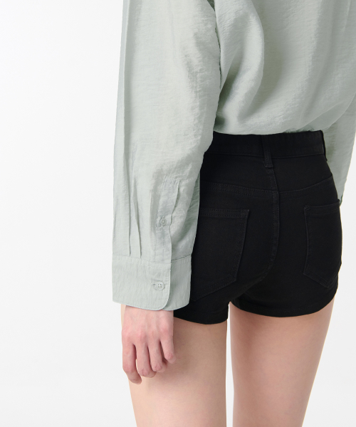 Womens Oversized Crinkle Silky Shirt [Mint Gray] thumbnail 6