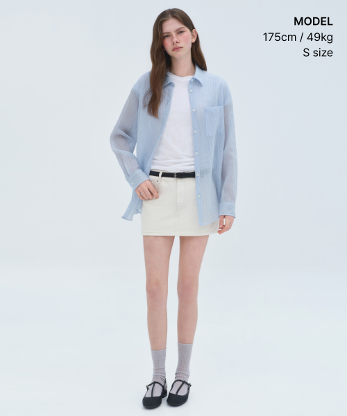 Женская свободная полосатая прозрачная рубашка [Sky Blue]