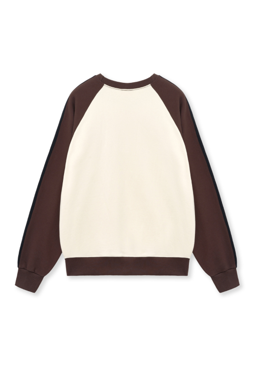 Graphic Raglan Track Line Sweatshirt-коричневый