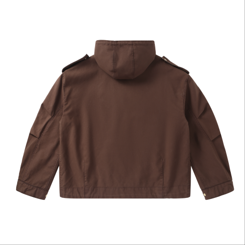Укороченная бомбер с капюшоном_Brown