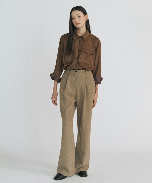 мягкий шерстяной широкий Pants_BROWN