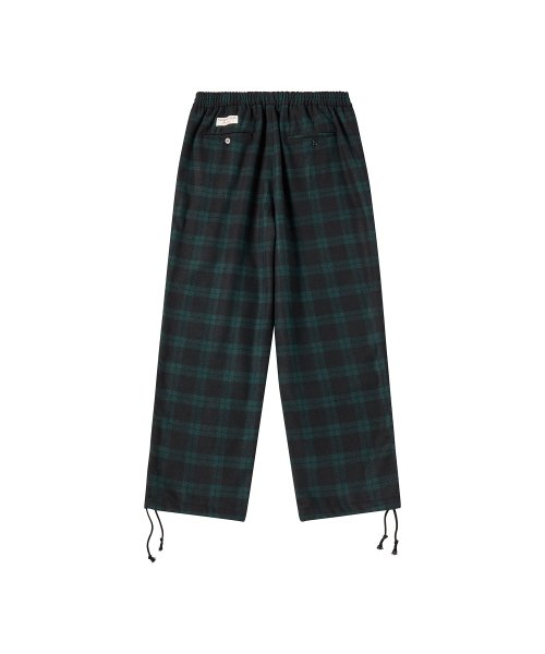 [COLLECTION LINE] Фланелевые шерстяные брюки в клетку с принтом, Black