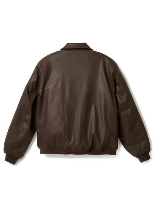 Faux Leather Neck Zip жакет - коричневый