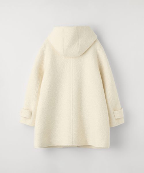 BOUCLE HOODED HALF COAT_IVORY thumbnail 3
