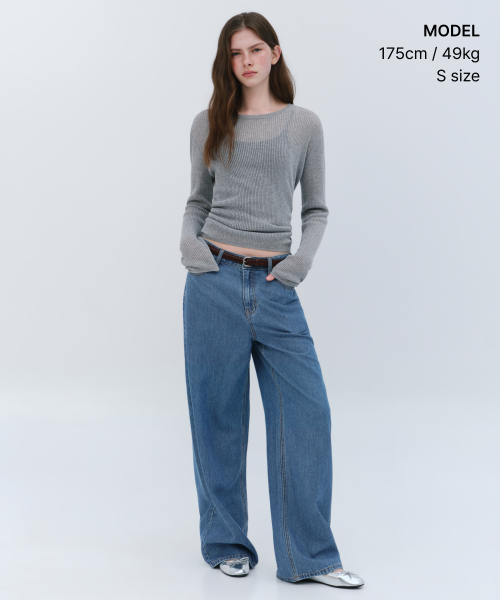 Женский трикотаж из льняного микса с рёбрами, полупрозрачный [Medium Grey]