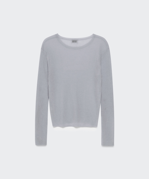 Женский трикотаж из льняного микса с рёбрами, полупрозрачный [Medium Grey]