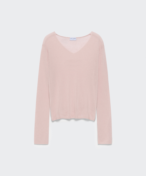 Женский тонкий V-образный трикотаж из льна [Indian Pink]