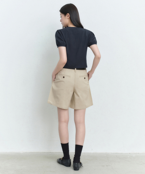 Womens Puff Sleeve Tie блузка [Dark Navy]