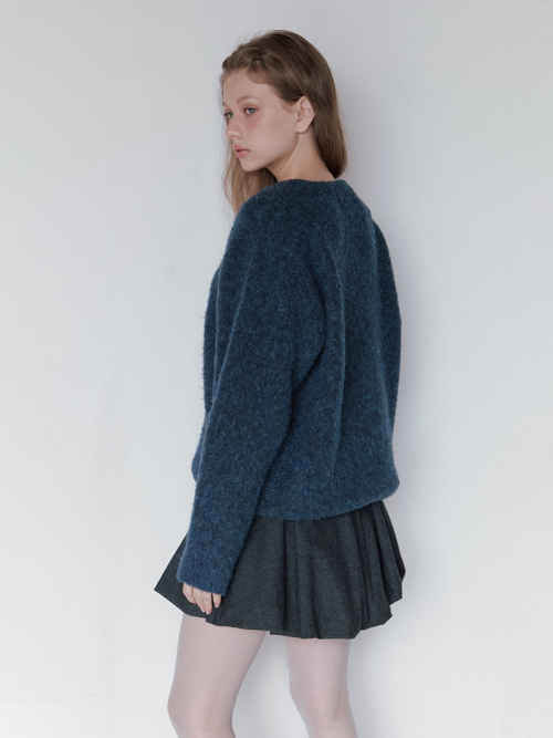 cozy brushed round трикотаж - Blue haze