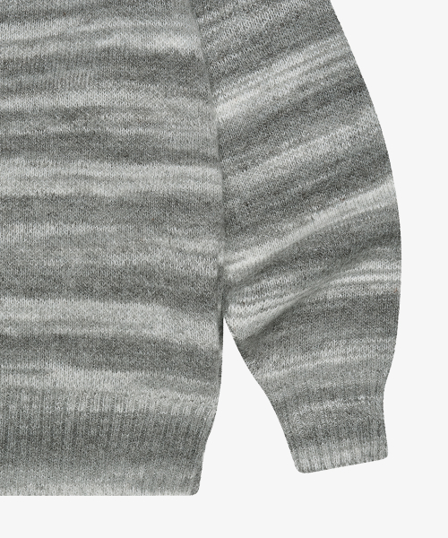 шерстяной stripe трикотаж с капюшоном zip-up_Grey