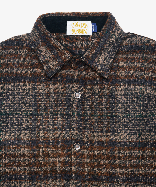 шерстяной boucle check jacket_Brown