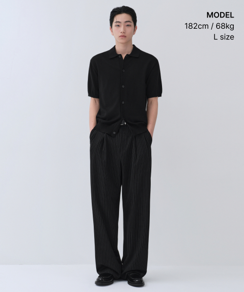 WASHABLE SUPIMA COTTON COLLARED SHORT рукав кардиган [черный]