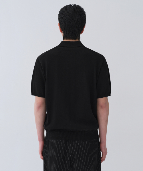 WASHABLE SUPIMA COTTON COLLARED SHORT рукав кардиган [черный]
