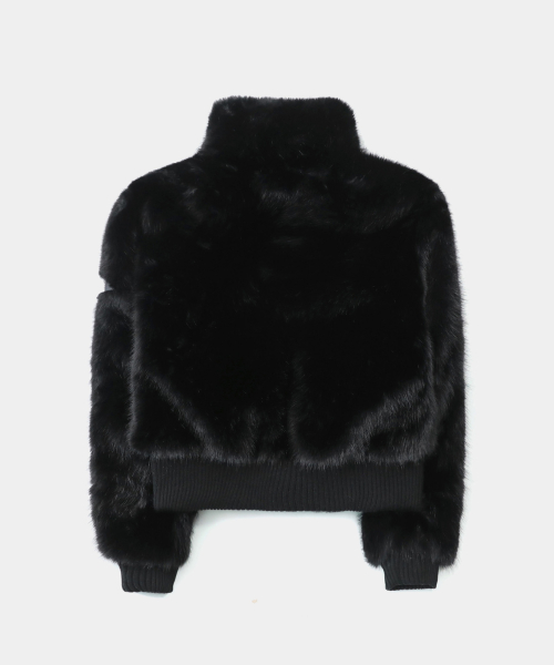 Viper81 High Neck Fur Jacket - Black thumbnail 2