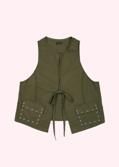 Studded Vest  (Khaki)