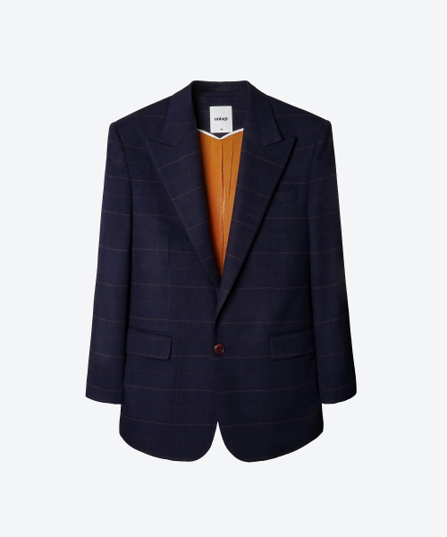 Шерстяной однобортный жакет в клетку (UNISEX)_UTH-FB94