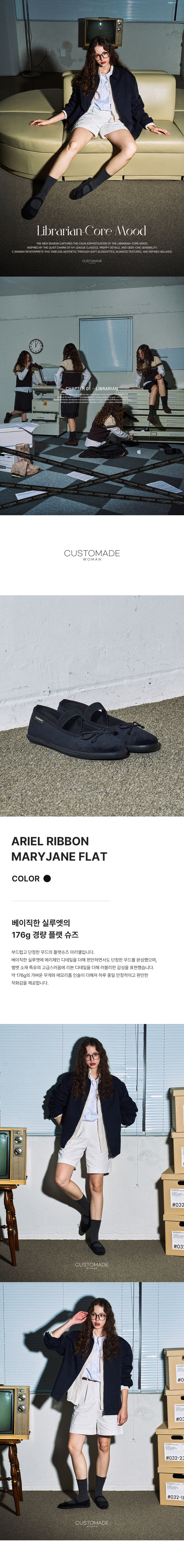 RIBBON MARY JANE FLAT SHOES BLACK