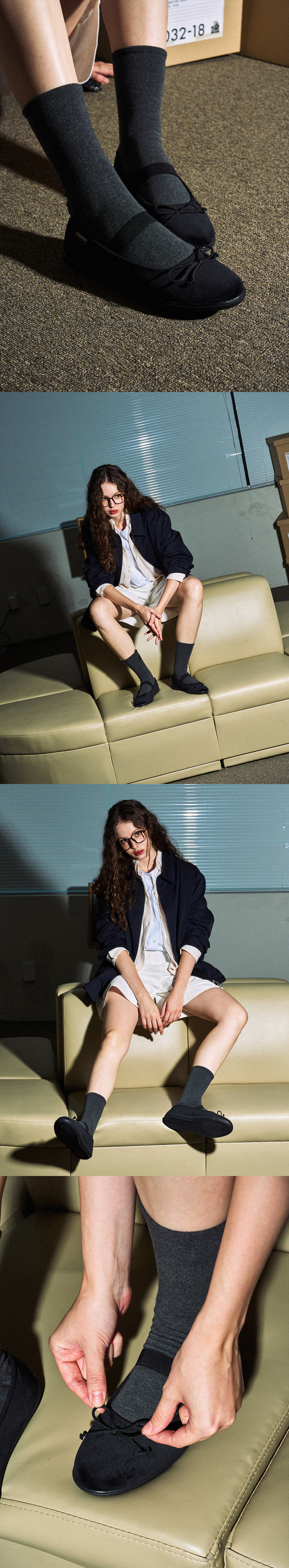 RIBBON MARY JANE FLAT SHOES BLACK