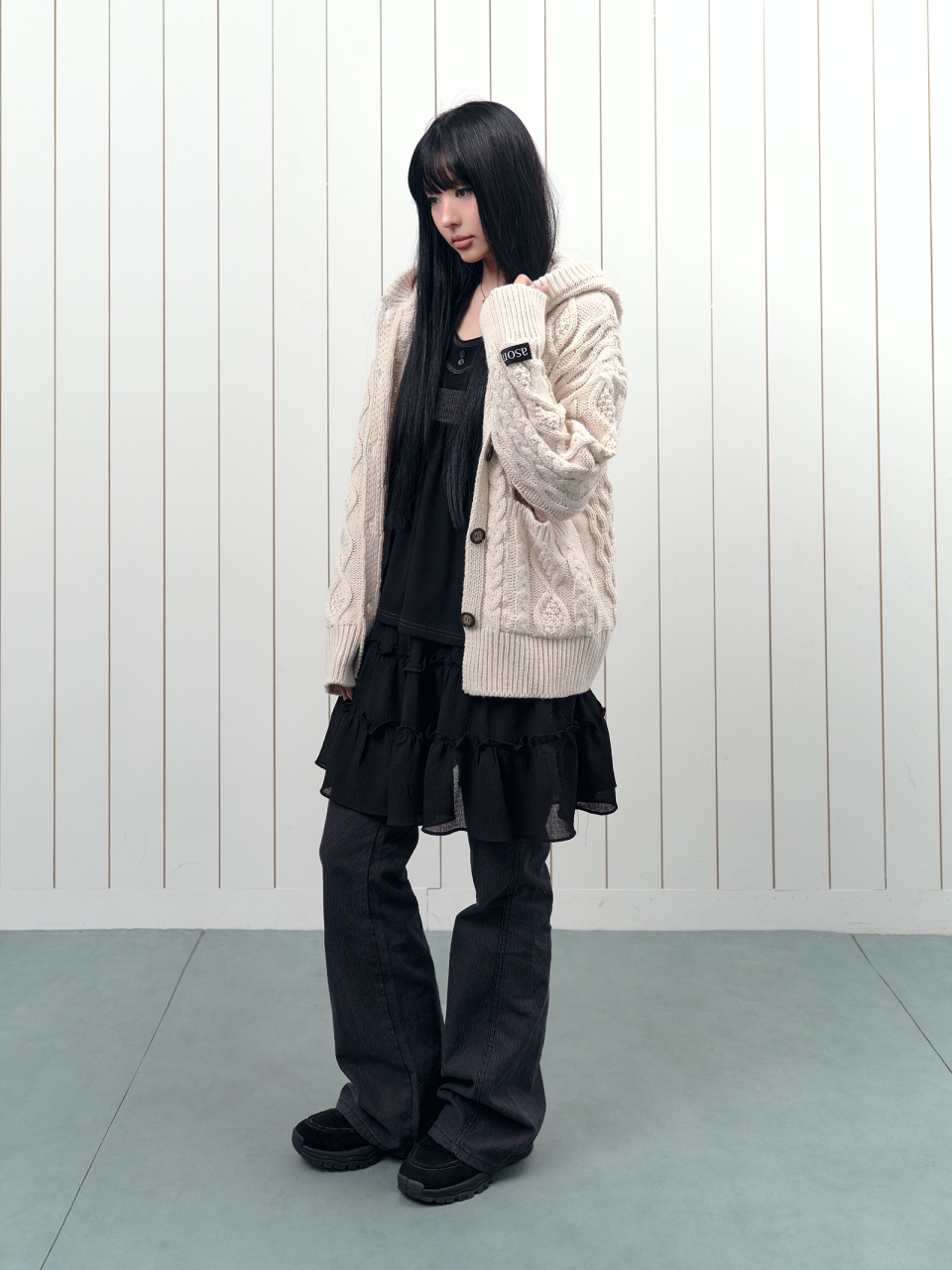 애즈온(ASON) ELO TWISTED HOOD CARDIGAN / IVORY - 사이즈 & 후기