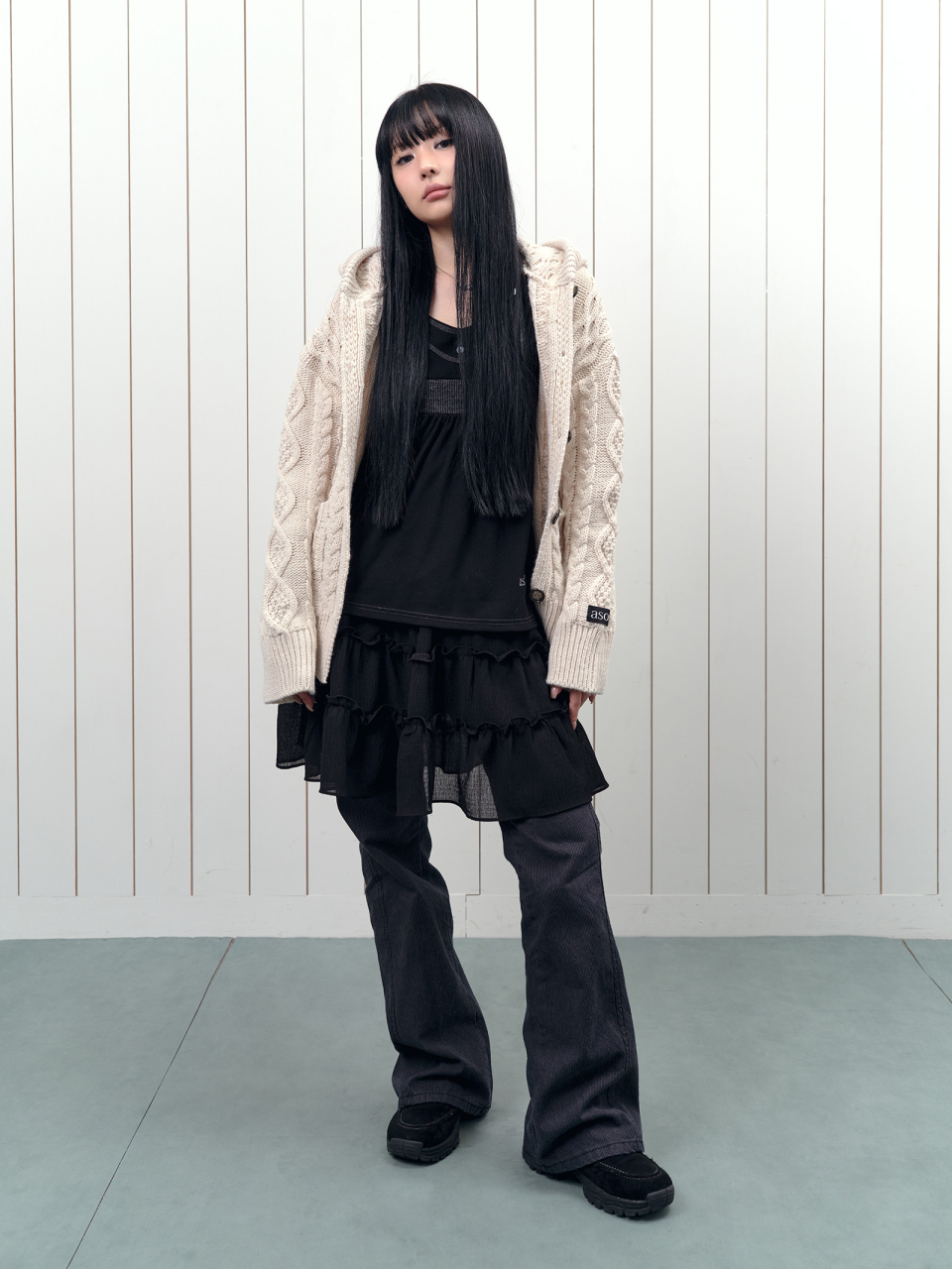애즈온(ASON) ELO TWISTED HOOD CARDIGAN / IVORY - 사이즈 & 후기