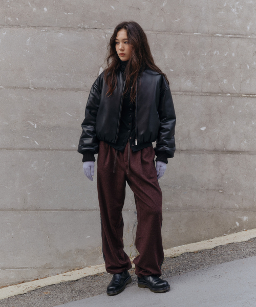 Leather Puffer куртка — Black
