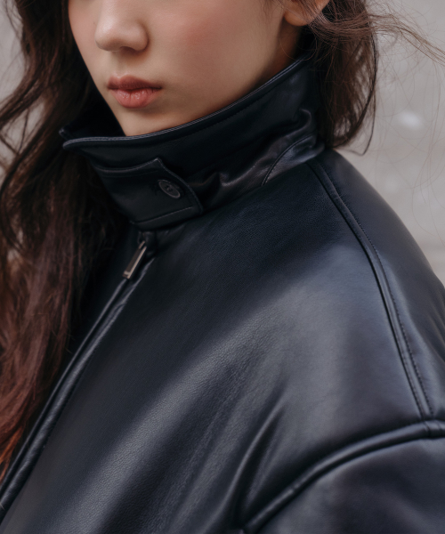 Leather Puffer куртка — Black