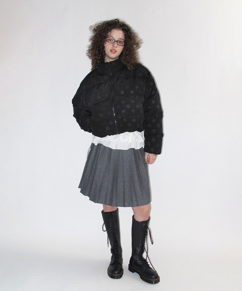 Пуховик в горошек dot padding puffer jacket_Black