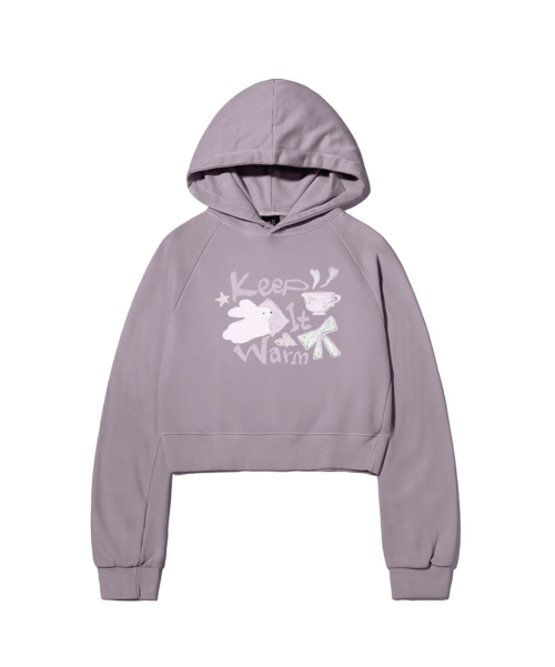 Кроп-худи Keep It Warm с принтом и пигментной стиркой Violet
