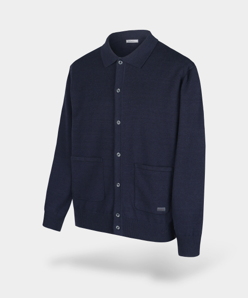 Мягкий кардиган с воротником (можно стирать) - Dark Navy