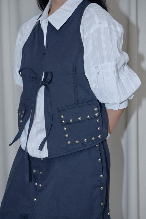 Studded Vest  (Navy)