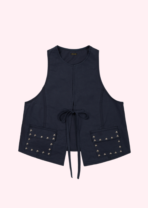 Studded Vest  (Navy)