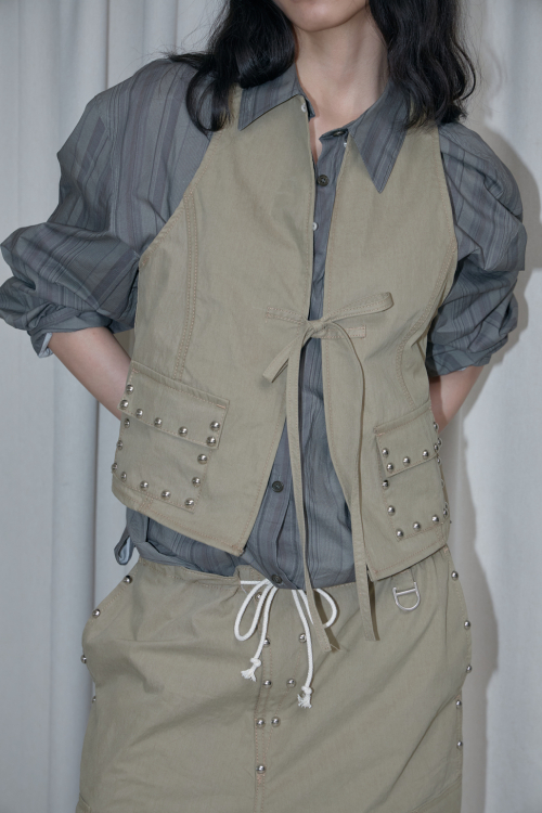 Studded Vest  (Begie)