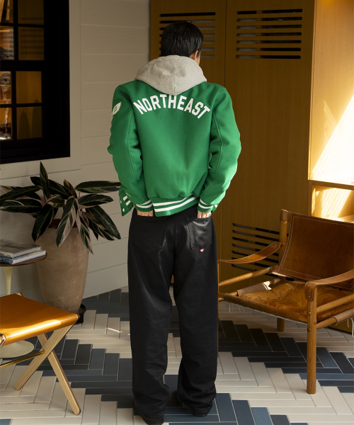 (U) Шерстяной бомбер NORTHEAST WOOL VARSITY JACKET KELLY WHITE