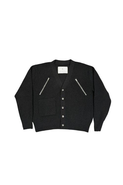 Merino шерстяной Zip кардиган BK