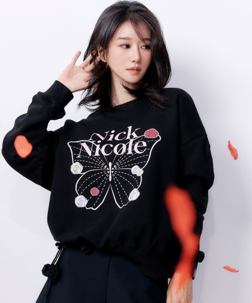 BUTTERFLY ROSE SIGNATURE SWEATSHIRT_BLACK PINK