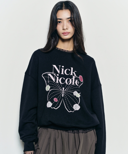 BUTTERFLY ROSE SIGNATURE SWEATSHIRT_BLACK PINK