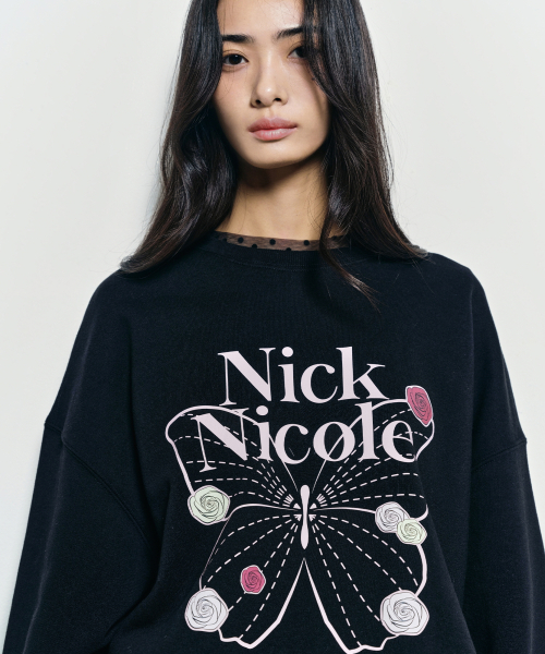 BUTTERFLY ROSE SIGNATURE SWEATSHIRT_BLACK PINK