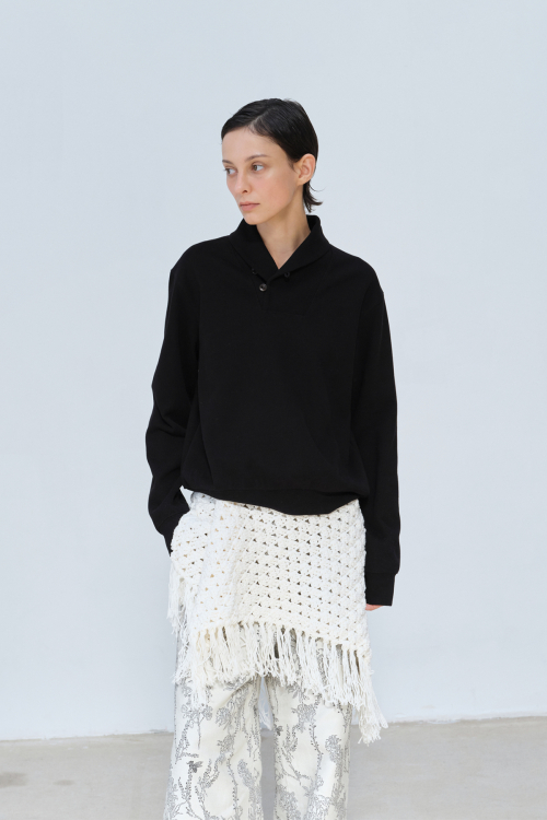 SHAWL COLLAR SWEATSHIRT  (BLACK)