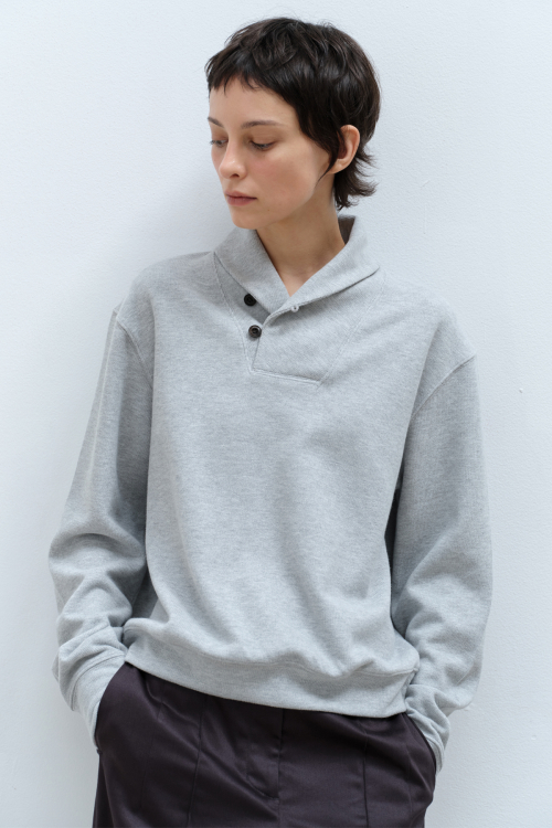 SHAWL COLLAR SWEATSHIRT  (MELANGE GREY)