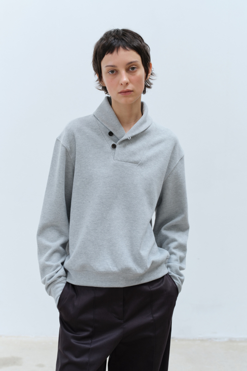SHAWL COLLAR SWEATSHIRT  (MELANGE GREY)
