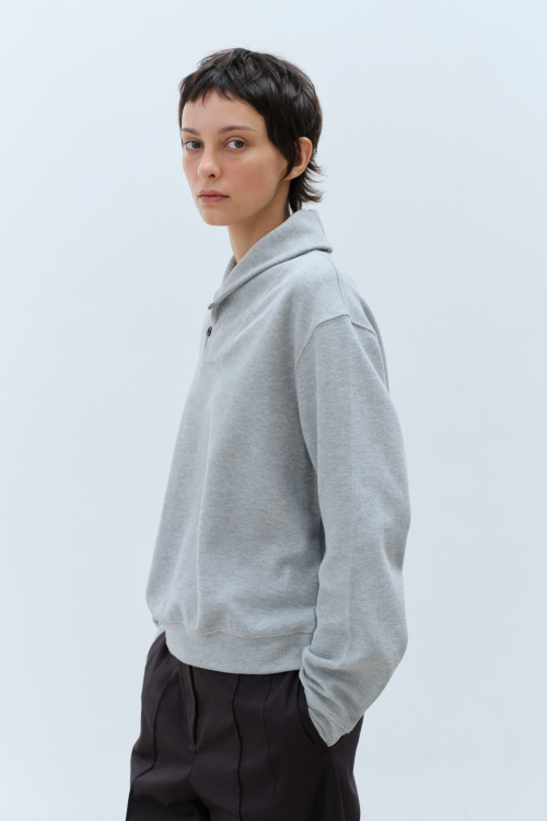 SHAWL COLLAR SWEATSHIRT  (MELANGE GREY)
